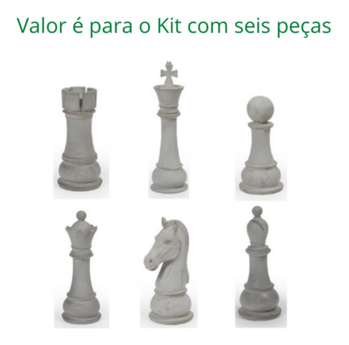 Imagem 2 de 6 de Peça De Xadrez Kit Com 6 Peças Todas De Cimento