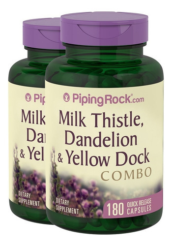 Milk Thistle- Dandelion & Yellow Dock 180 Caps- Piping Rock Sabor Neutro