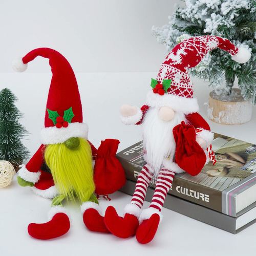 Decoración Navideña, Gnomos Navideños De Felpa, 2 Piezas,