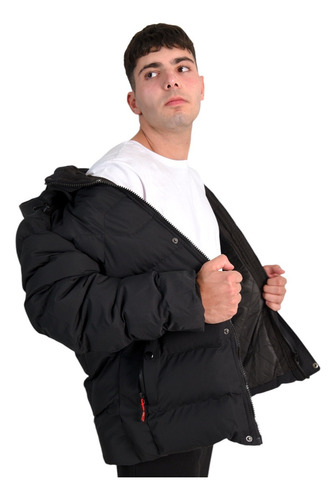 Campera Hombre Importada Con Capucha Y Piel Abrigo Camperon