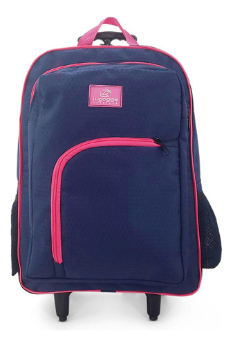 Mochila Adulta Notebook 15,6 Universitara Executiva Rodinha Cor Azul marinho/ PINK