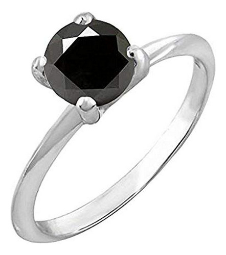 Anillo Solitario Diamante Negro.