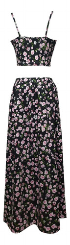 Traje De Maxi Falda Larga Con Cuello En V, Corte Y Abertura