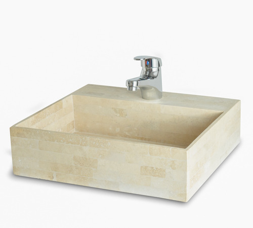 Imagen 3 de 10 de Bacha Travertino Apoyo + Griferia Monocomando Baño