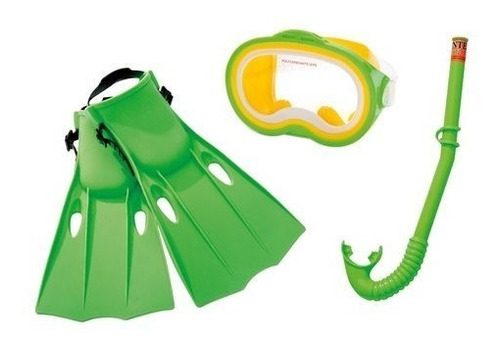 Mascara De Buceo Intex Con Snorkel Y Patas De Rana Pvc