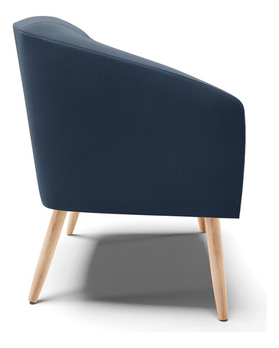 Kit 02 Poltronas Stella Suede Pés Palito Natural Cor Azul-marinho