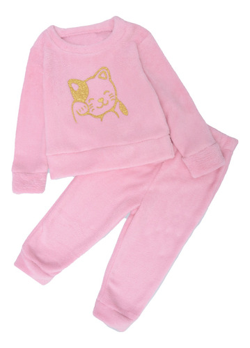 Conjunto Pantalón Casual Para Niña Diseño Gato Dorado