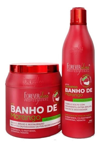 Kit Shampoo E Máscara Banho De Verniz Morango - Forever Liss