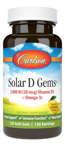 Carlson Labs Solar D Gems Vitamina D3 2000 Ui 120 Softgels