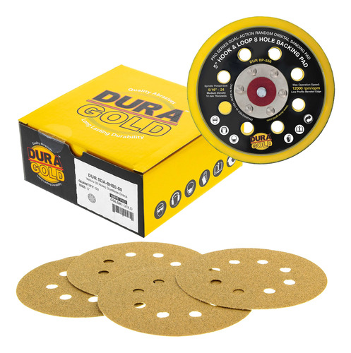 Dura-gold Disco Lijado Dorado 5  Grano 80 Almohadilla Placa