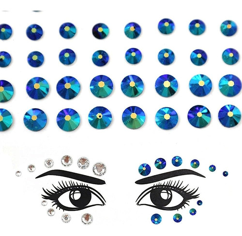 Ojos Cara Pegatinas De Diamantes De Imitación Joya Azul Oscu