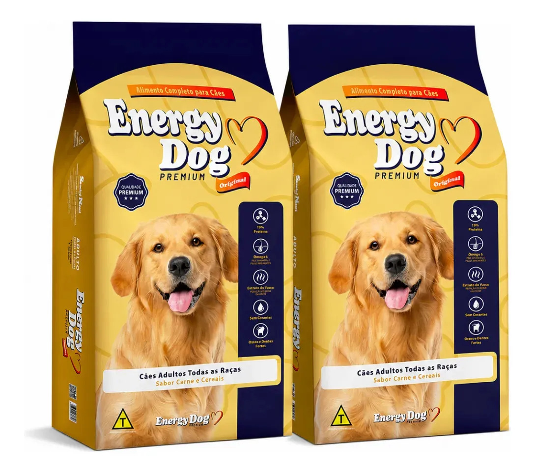 Kit 2 Ração Para Cães Adultos Energy Dog Proteína 1kg