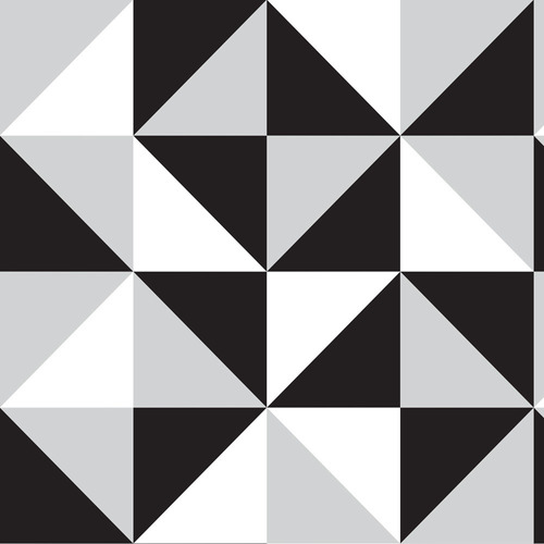 Papel De Parede Formas Geométricas Preta, Cinza E Branca