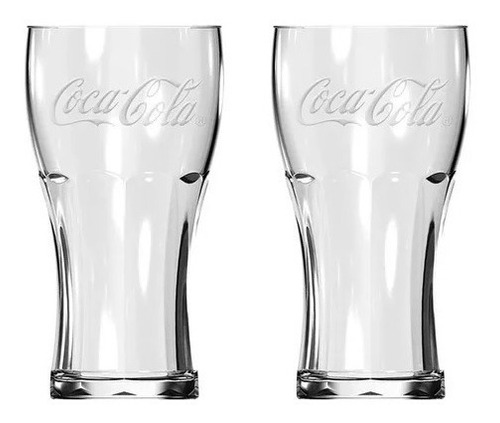 Kit Com 2 Copos De Vidro Da Coca Cola Transparentes 470 Ml