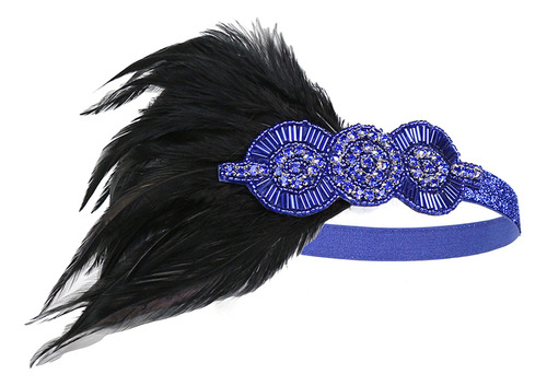 Diadema India Creativa Negra Con Plumas Azules, Foto De Novi