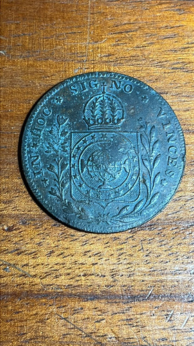 Moeda Cobre 80 Reis 1828 C Com Carimbo Cabano Sob