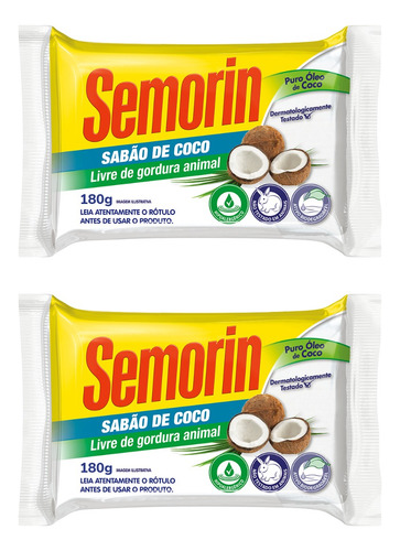 Sabão De Coco Semorin 2 Unidades 180g