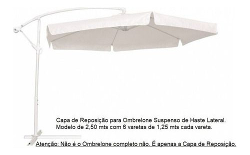 Capa De Reposição Para Ombrelone Suspenso 2,50 Mts 6 Varetas