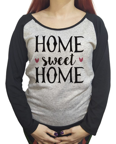 Buzo Lanilla Mujer  Frase Home Sweet Home M1