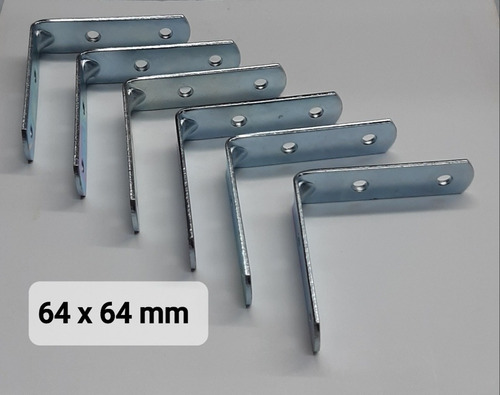 Angulo Escuadra De 64mm X 64mm Reforzado Galvanizado X 12 