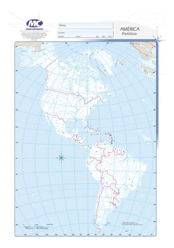 Mapa Escolar N°5 X20 Unid Cont. Americano Político 24x35cm