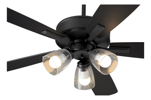 Ventilador De Techo Led Cinco Aspas 52 Negro Mat 3 Luces Cl