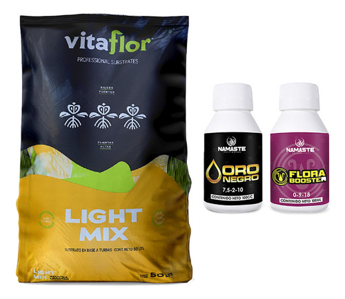 Sustrato Vitaflor Lightmix 50lts Con Oro Negro Flora 100ml