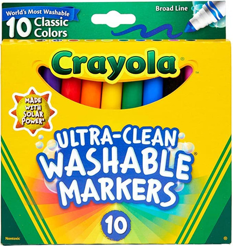 Crayola Marcadores Lavables Ultra Limpios, Línea Ancha, 8 .