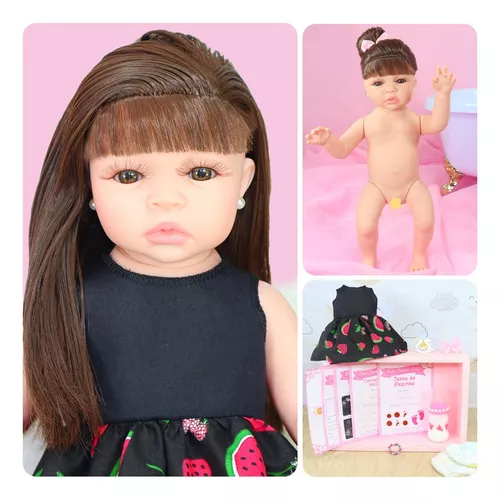 Boneca Bebê Reborn Menina Princesa Pode Dar Banho Silicone