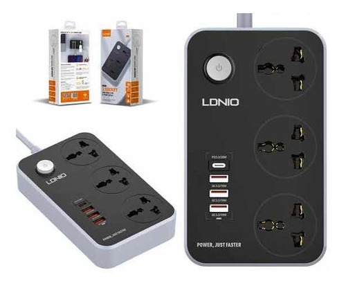 Cargador Extensión 2 Metros Tipo C 20w + 3 Usb 20w Ldnio