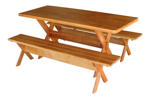 Mesa Rustica Com Bancos 1,60m Madeira Maciça Angelim Pedra