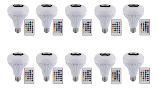 Foco Led 12w Bocina Multicolor Rgb Bluetooth Mayoreo 10 Pzas