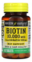 Comprar Biotina 10,000mcg Mason Natural Plus Keratina 60 Tabletas