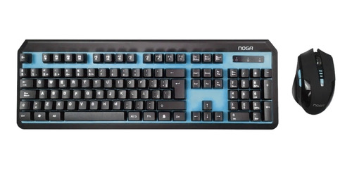 Imagen 1 de 2 de Kit de teclado y mouse gamer inalámbrico Noga NKB-40 Español de color negro y azul