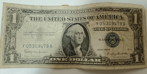 Billete De Un Dolar Del Año 1957 Con Certificado De Plata