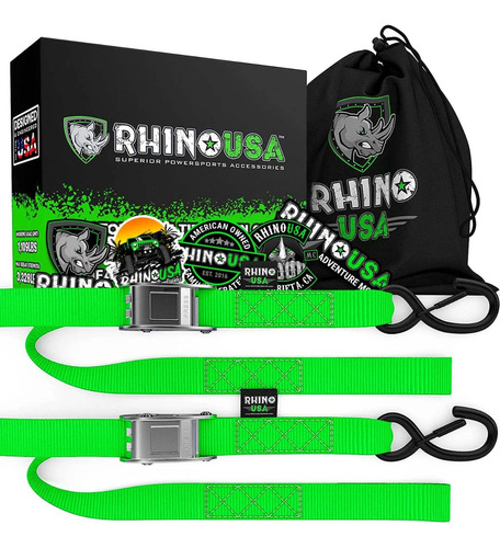 Pack X 2 Correas De Amarre 3,8 Cm X 244 Cm Rhino Usa