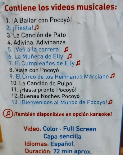Pocoyo:dvd La Gran Fiesta,contiene Videos Musicales, Karaoke (Usado)