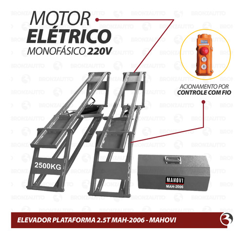 Elevador Automotivo Plataforma 2,5 Ton 220v Mah-2006 Mahovi