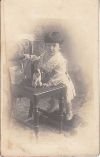 1910 Antigua Postal Fotografia Real Niño Y Juguetes Uruguay
