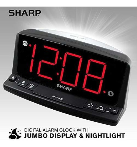 Sharp Led Digital Alarm Clock - Simple Operation - Easy See