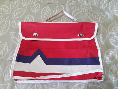 Cartera Maletín Antiguo Tela Con Manija De Taiwan Bolso