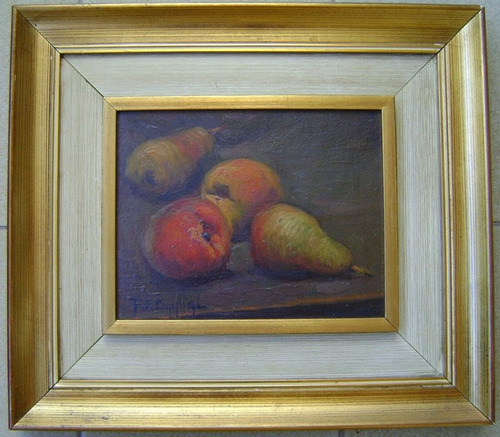 Cuadro Oleo F. E. Coppini Fruta 15,5 X19,5 Cm Firmado Marco (Usado)
