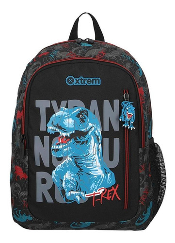 Mochila Xtrem Logan Black 147393A1511 Dino Negra Color Gris oscuro Diseño de la tela Liso 25 L