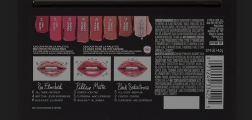 Imagen 4 de 4 de L'oreal Paris Colour Richie La Pallete Lip Pink Rojos Intens