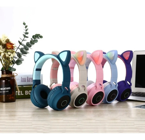 Imagen 2 de 2 de Auriculares Inalambricos Bluetooth Orejas Gato Luz Led Noga