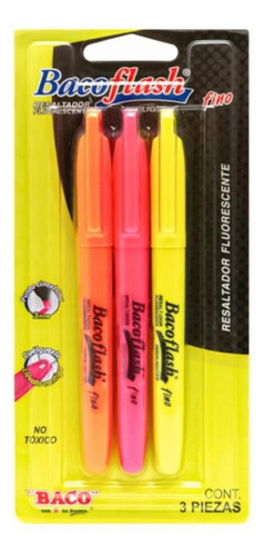Baco | Marcatextos Resaltador Bacoflash En 3 Colores