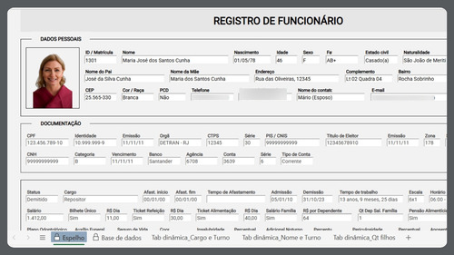Planilha Cadastro De Funcionários