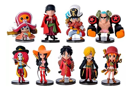 One Piece Action Figure Kit 9 Peças Mini Luffy Nami Zoro 