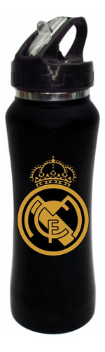 Termo Pitillo Real Madrid Gold Botilito Negro Alumini 650ml 