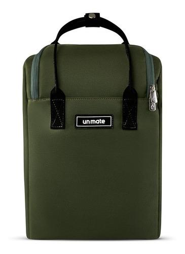 Mochila Matera Para Notebook - Militar Tiras Negras Color Verde oscuro Diseño de la tela Liso